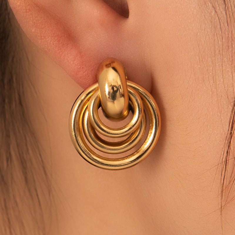 Wholesale steel solid smooth earrings  autumn and winter earrings  earbuckle